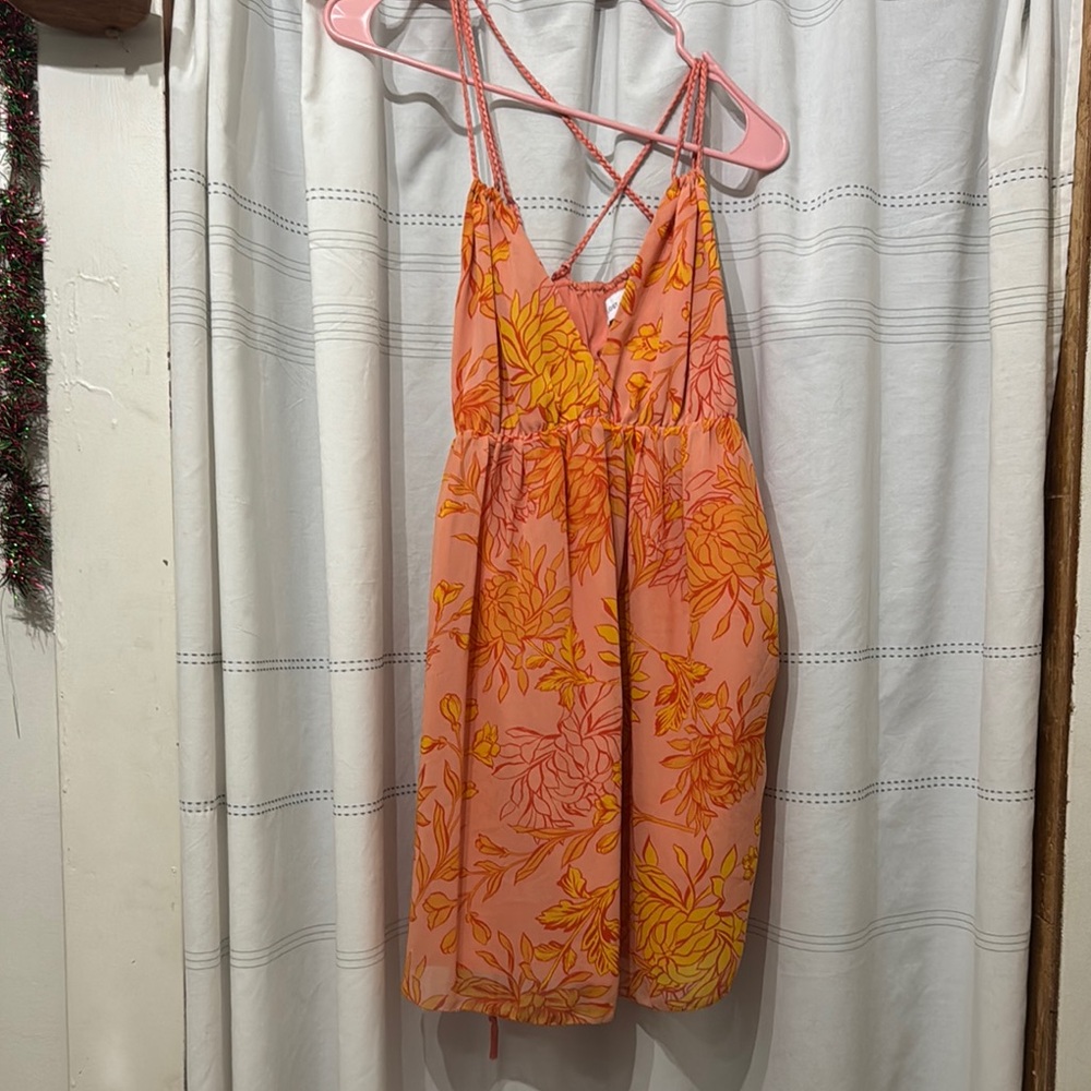 Lost + Wander Pink and Yellow Floral Mini Dress